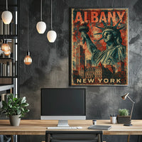 Albany Cityscape Vintage Style Wanderlust Poster