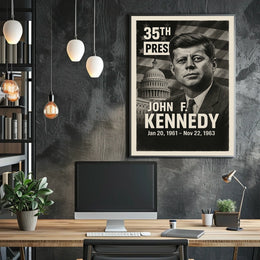 John F. Kennedy 35th President of the United States Digital Montaje Poster