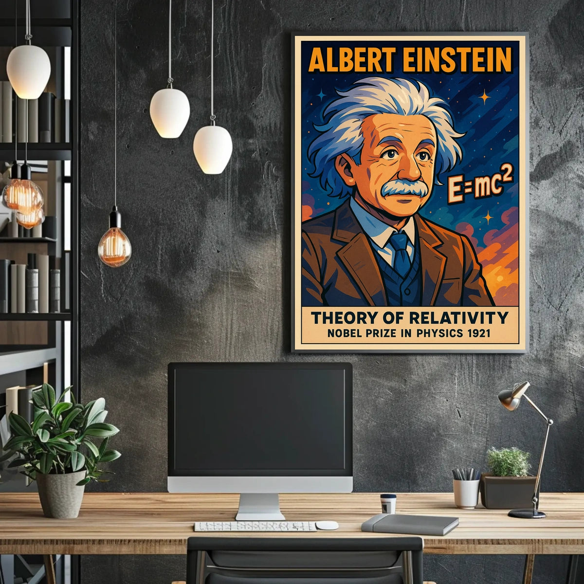 Einstein Relativity Theory Vintage Science Study Poster