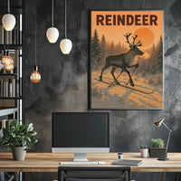 Reindeer On Skis Poster