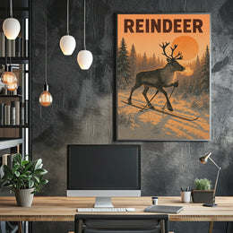 Reindeer On Skis Poster