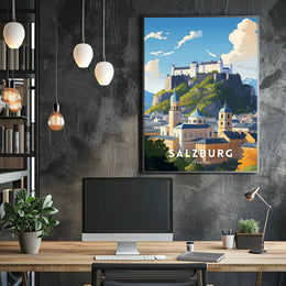 Salzburg Fortress Scenic Print Travel Poster