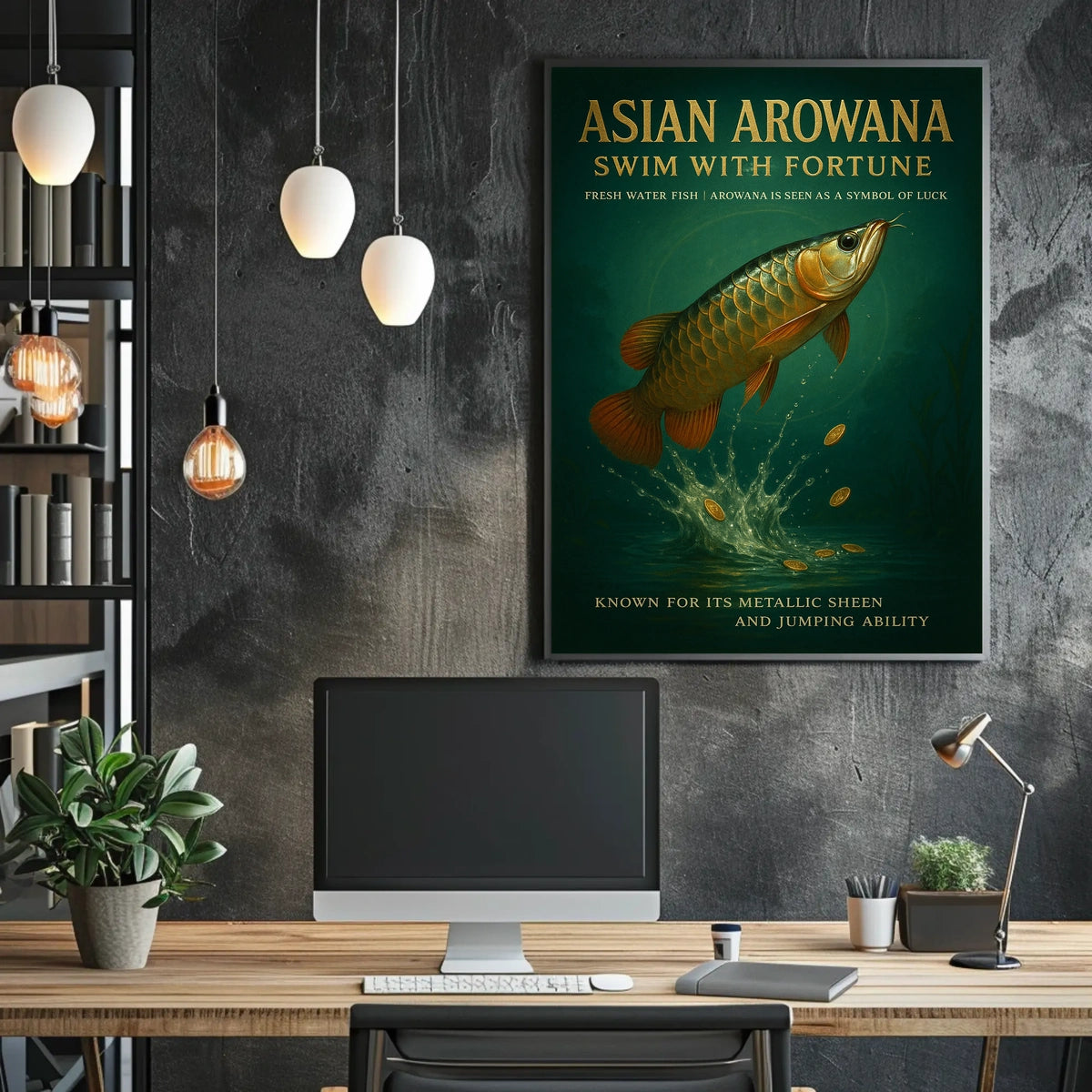 Asian Arowana Swim with Fortune Poster