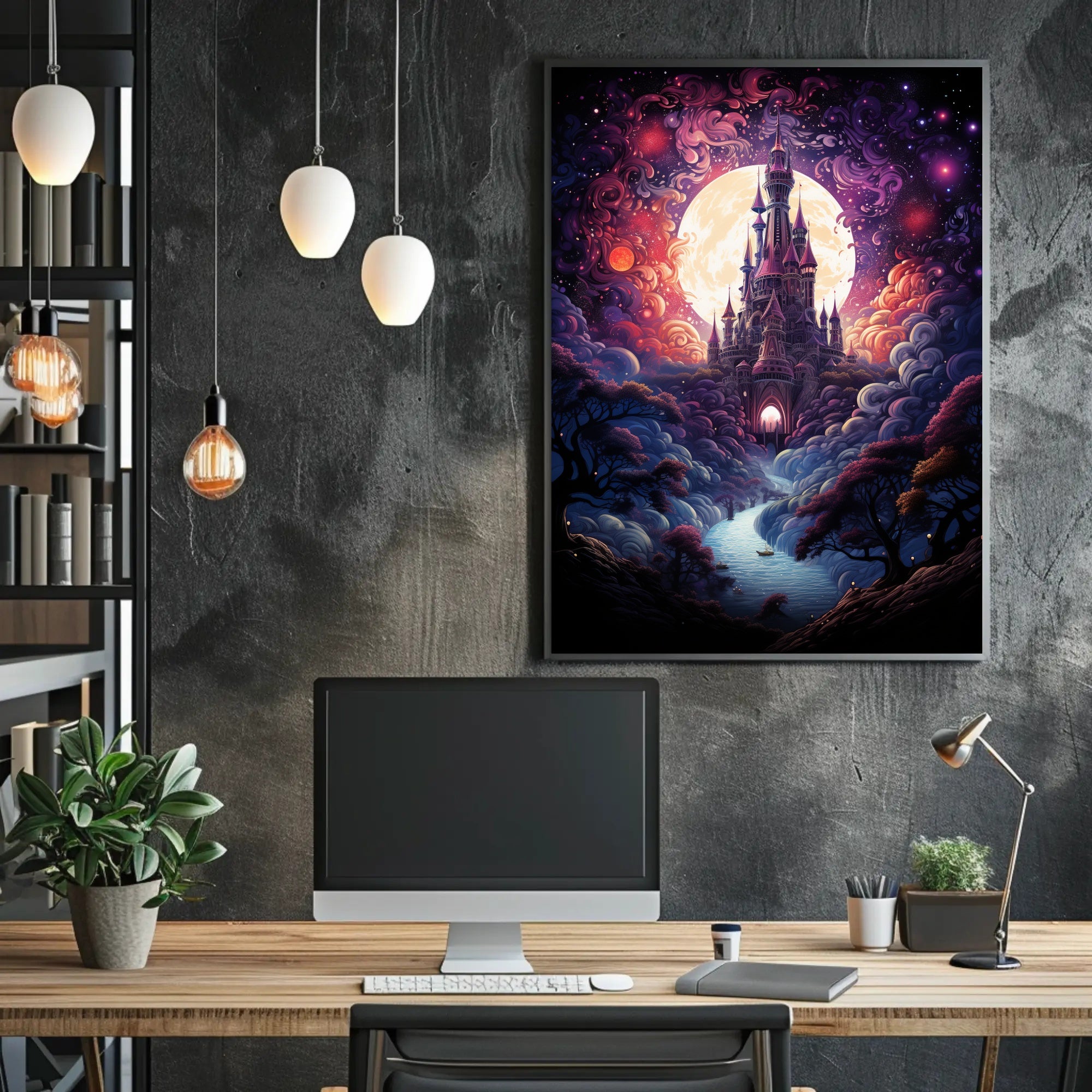 Enchanted Castle Under The Moon Poster