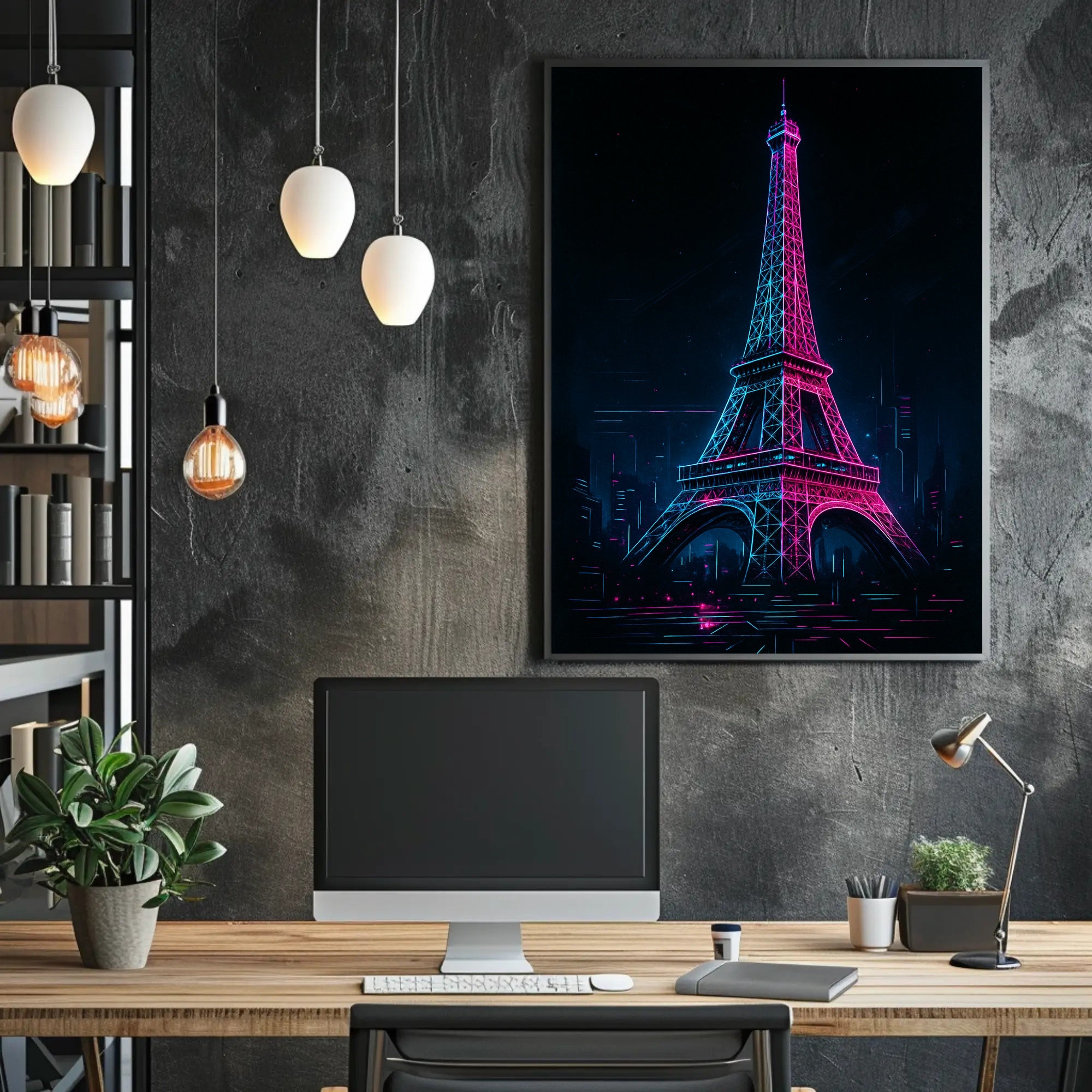 Neon Dreams Eiffel Tower Poster PosterGoat