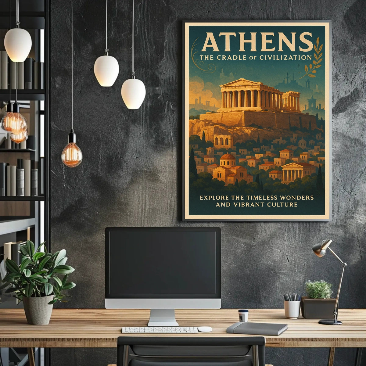 Athens Parthenon Vintage Travel Poster Art Print