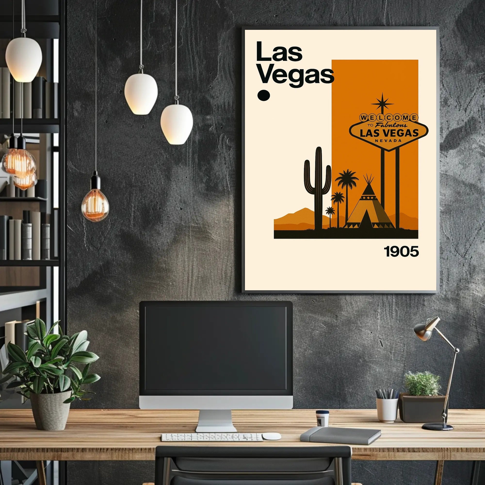Las Vegas Desert Sign Retro Travel Poster