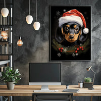Festive Dog with Santa Hat: Animal Poster