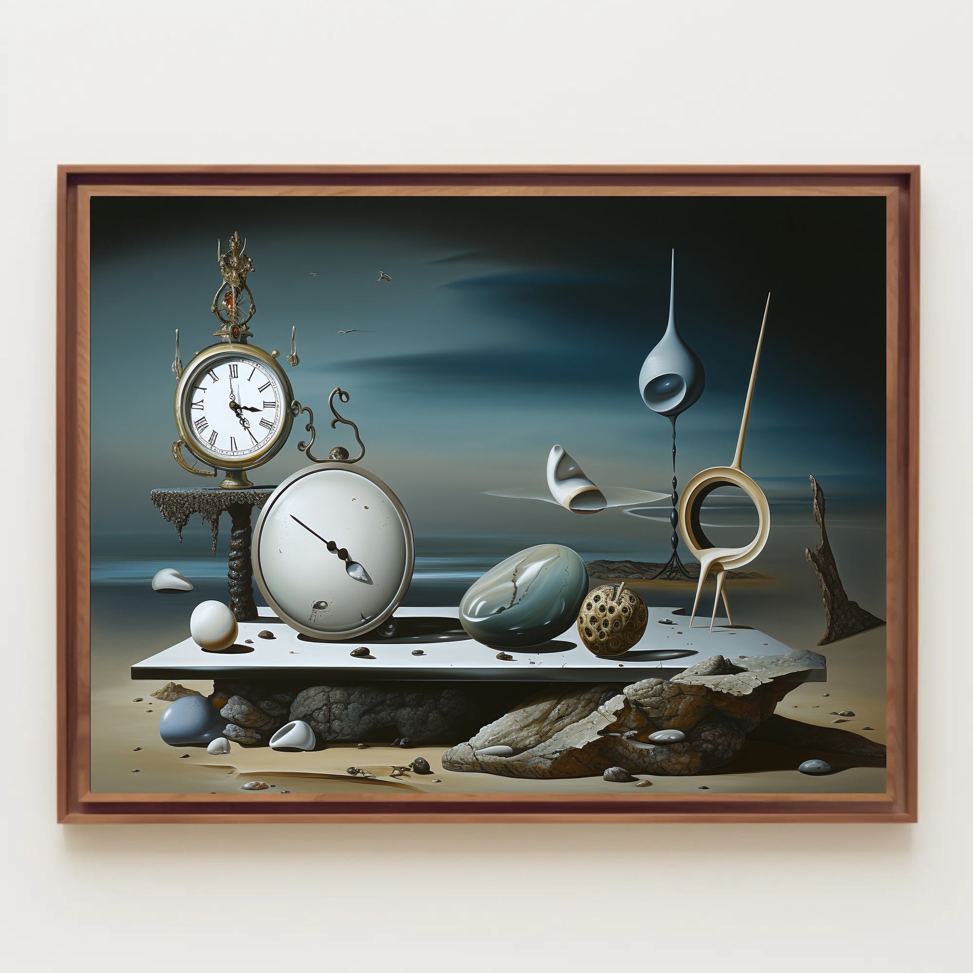Surrealistic Dreamscape with Captivating Timepieces Abstract or Artistic Poster