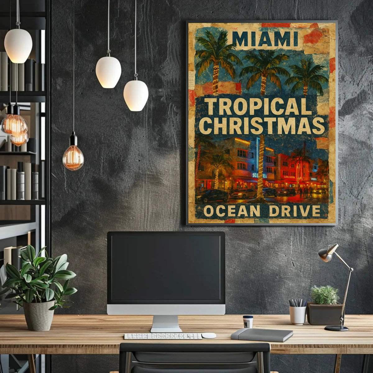 Miami Tropical Christmas Poster