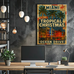 Miami Tropical Christmas Poster