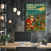 Santa Coaches Reindeer Football Team Vintage Poster