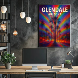 Glendale Arizona Palm Vibrant Digital Painting Poster