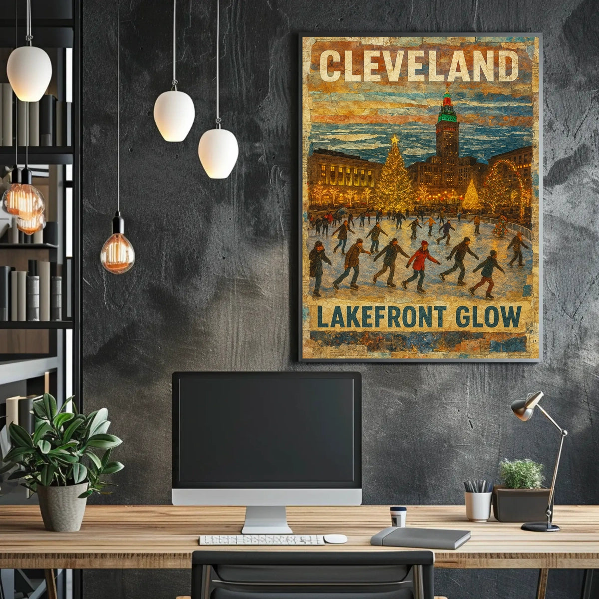 Cleveland Lakefront Glow Poster