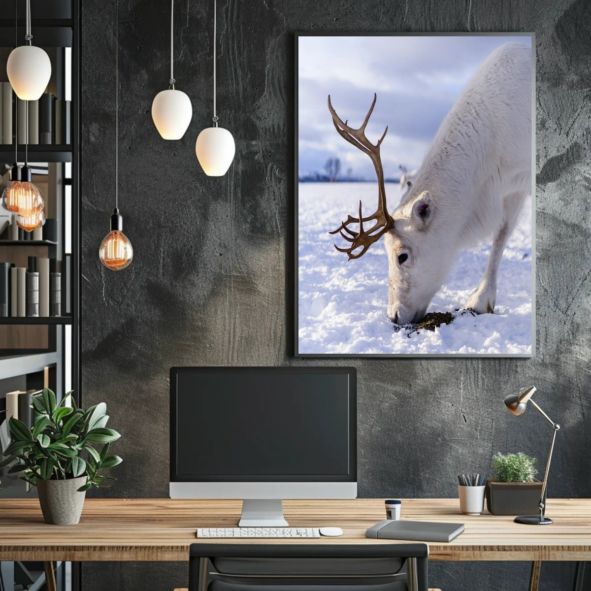 Majestic Reindeer In Snow Poster
