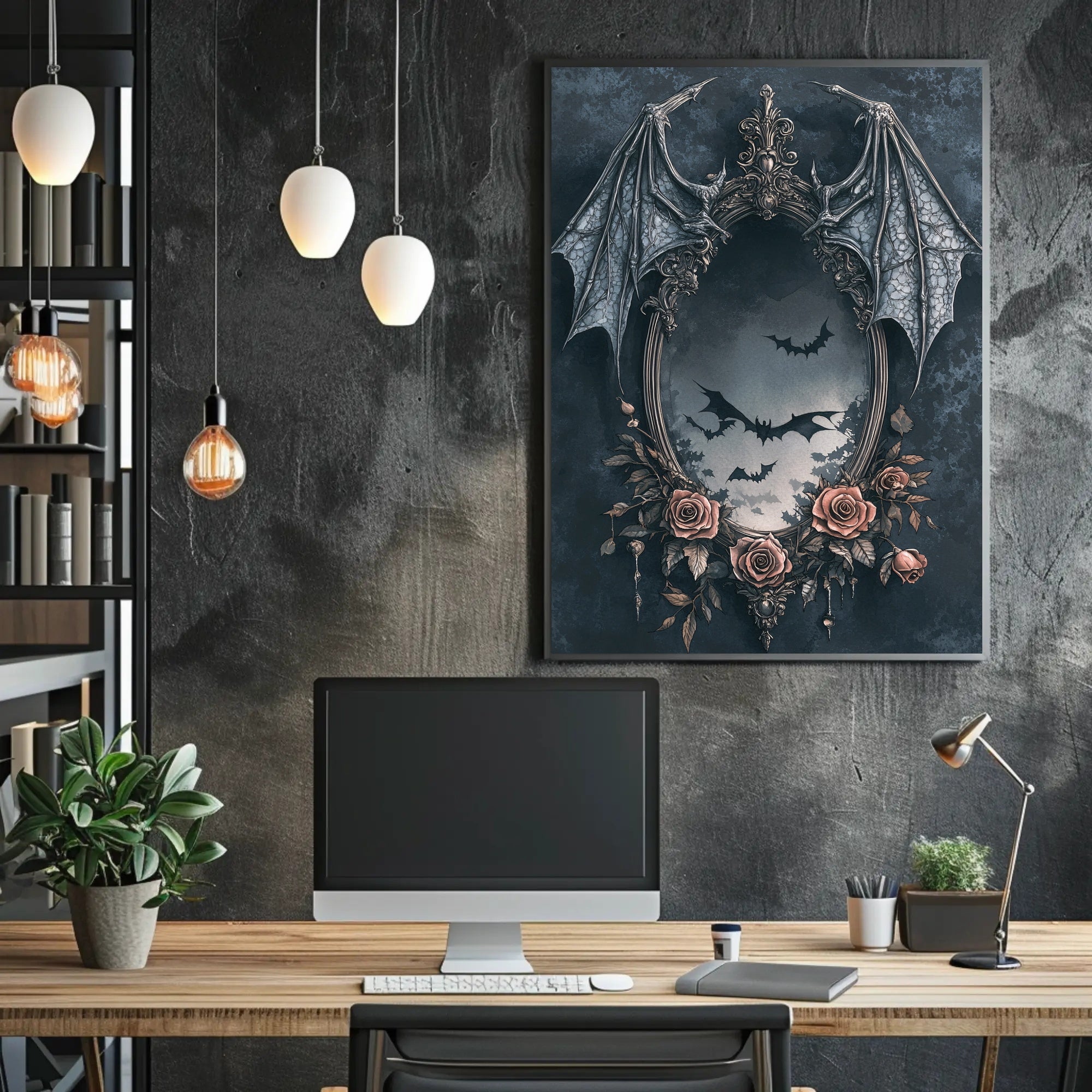 Gothic Elegance Mirror Of Bats Poster