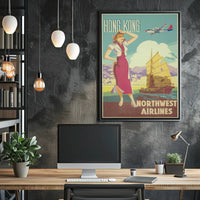 Northwest Airlines Hong Kong Travel Poster PosterGoat