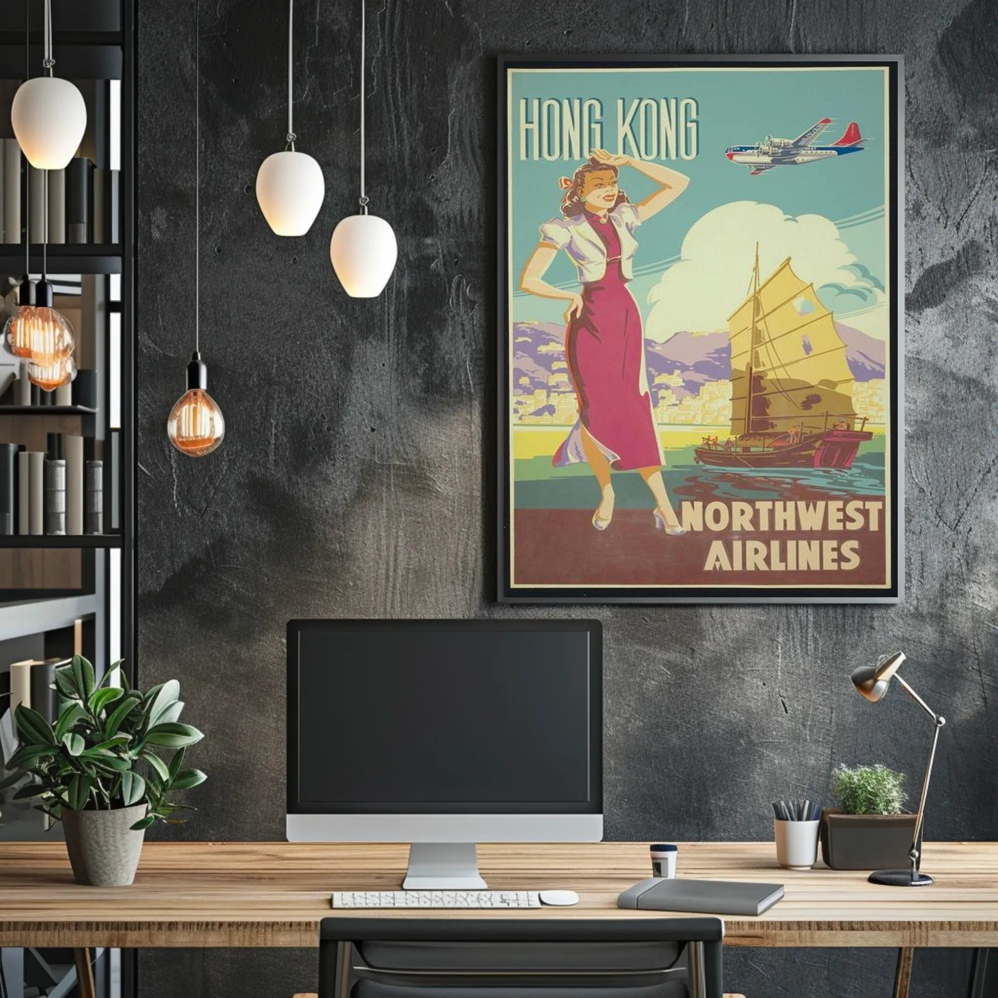 Northwest Airlines Hong Kong Travel Poster PosterGoat