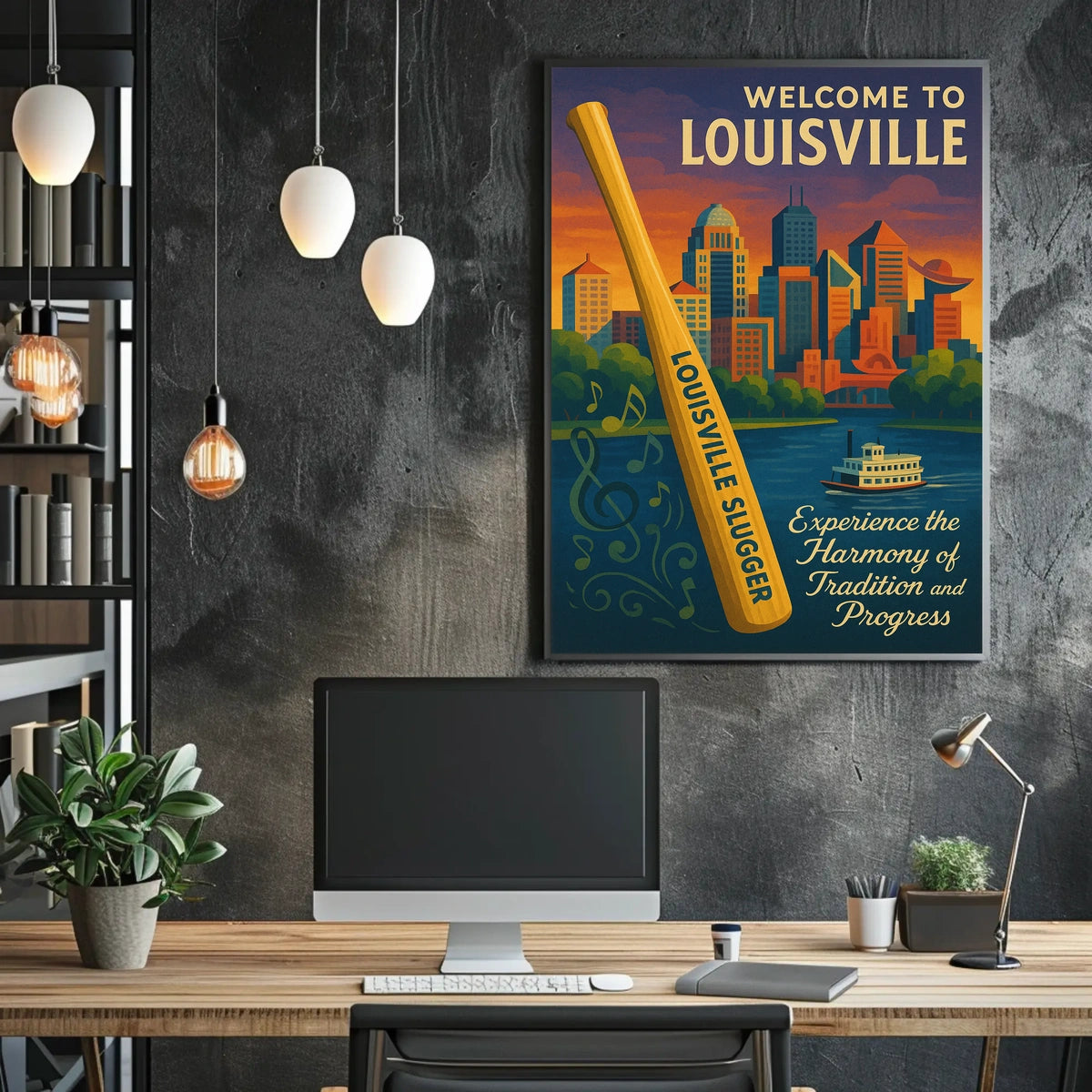 Welcome To Louisville Scenic Cityscape Art Inspiration Decor Lovers Wanderlust Souls Wall Art Poster