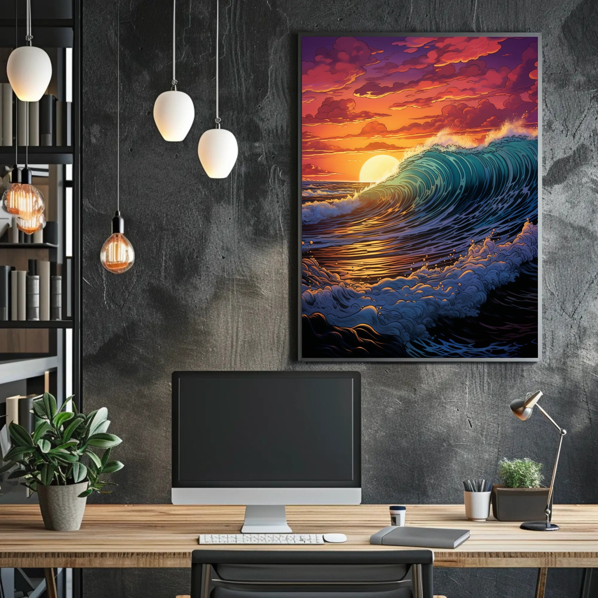 Oceanic Sunset Symphony Poster PosterGoat