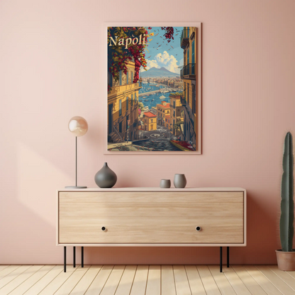 Napoli Bay and Mount Vesuvius Travel Poster