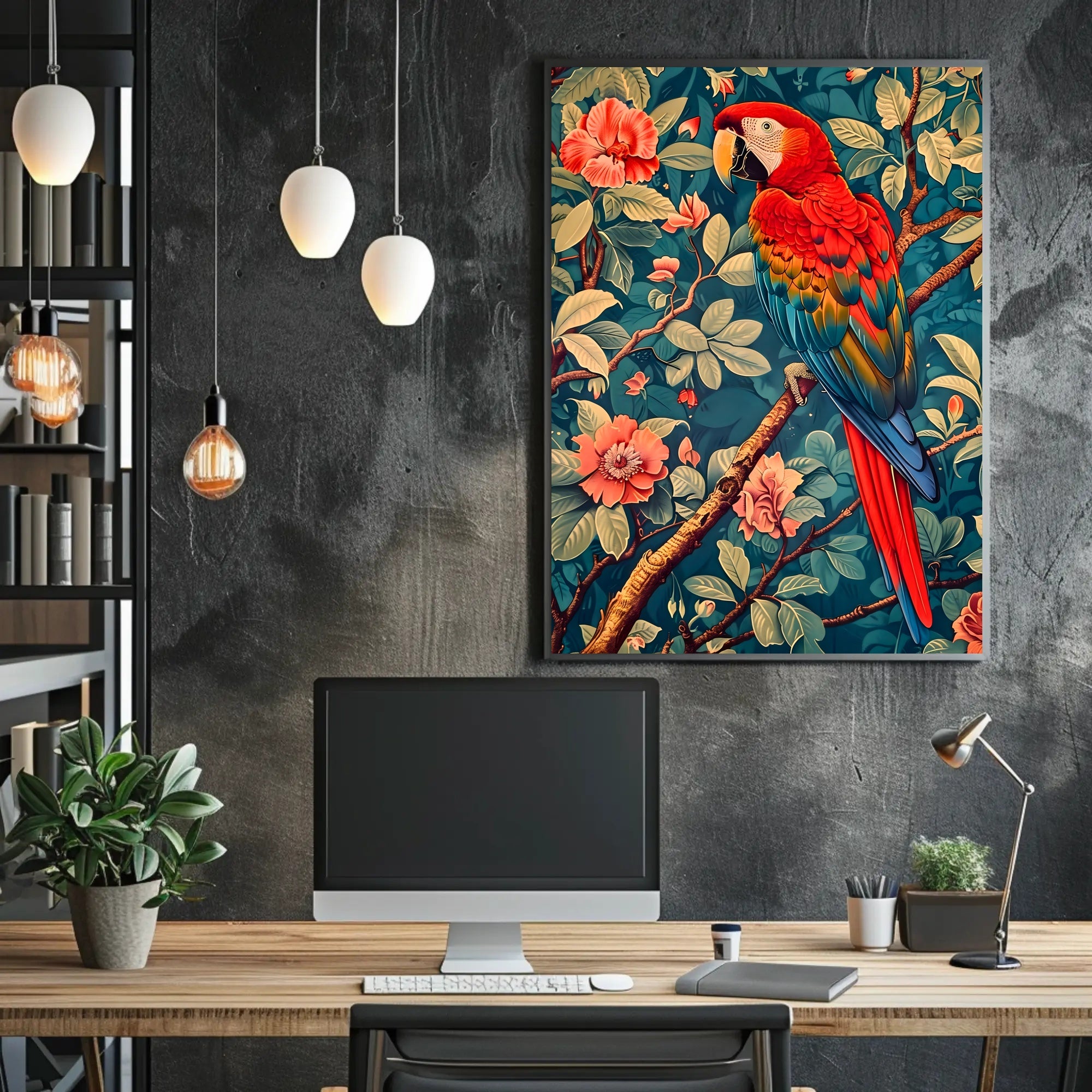 Vibrant Parrot Illustration in Tropical Animal Poster