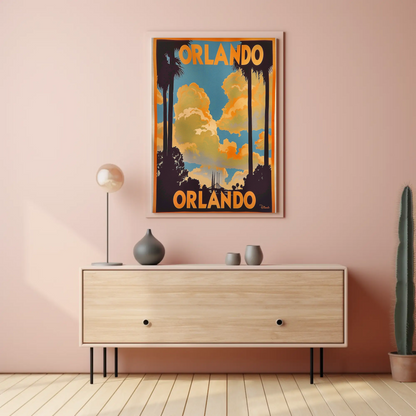 Orlando Sunset Palms Retro Florida Travel Poster