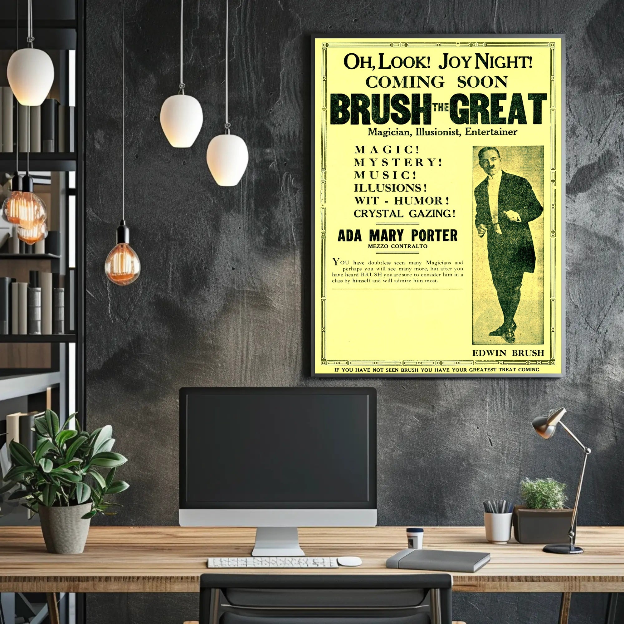Vintage Magic Performance Poster Featuring Edwin Brush Illusionist