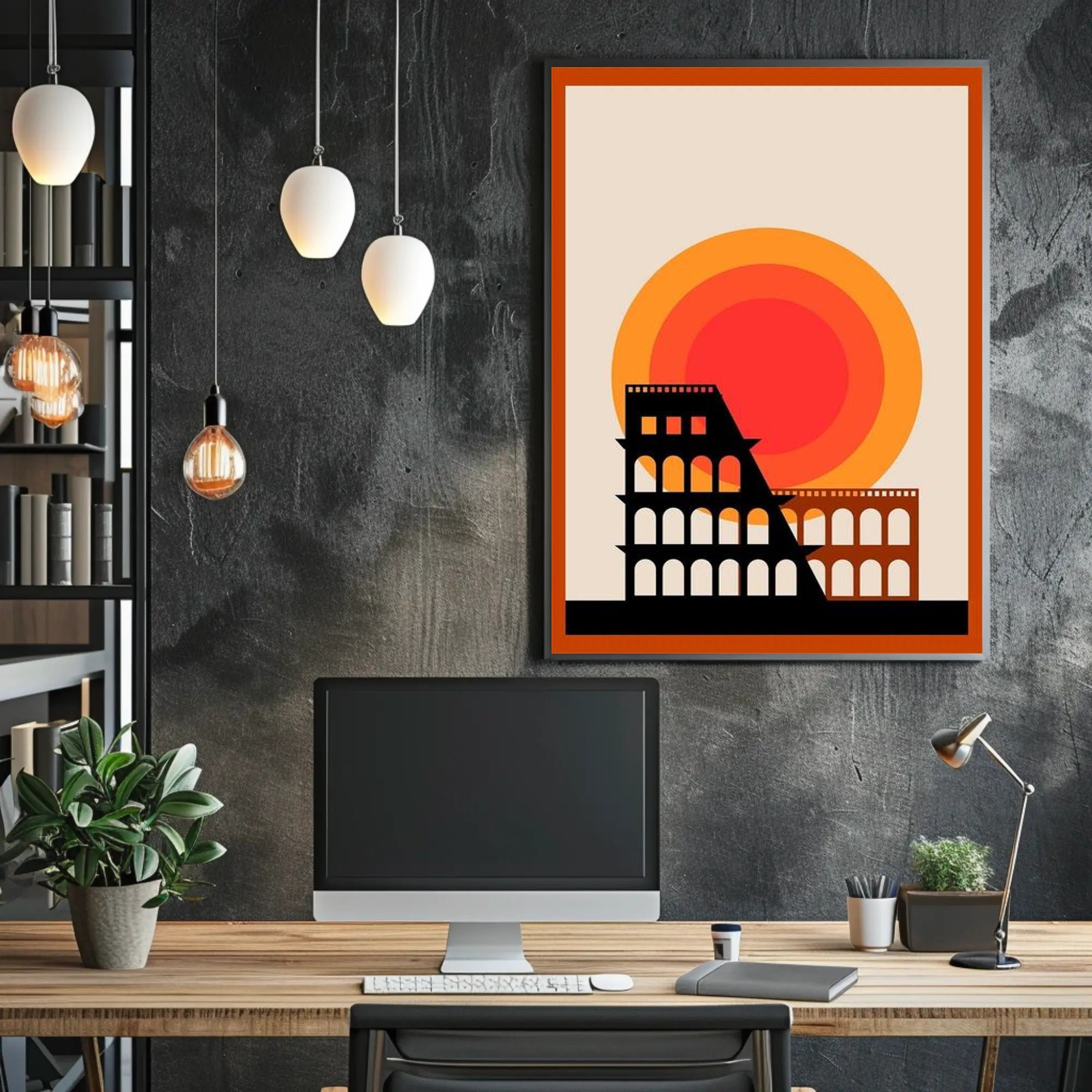 Modern Coliseum Silhouette Poster PosterGoat