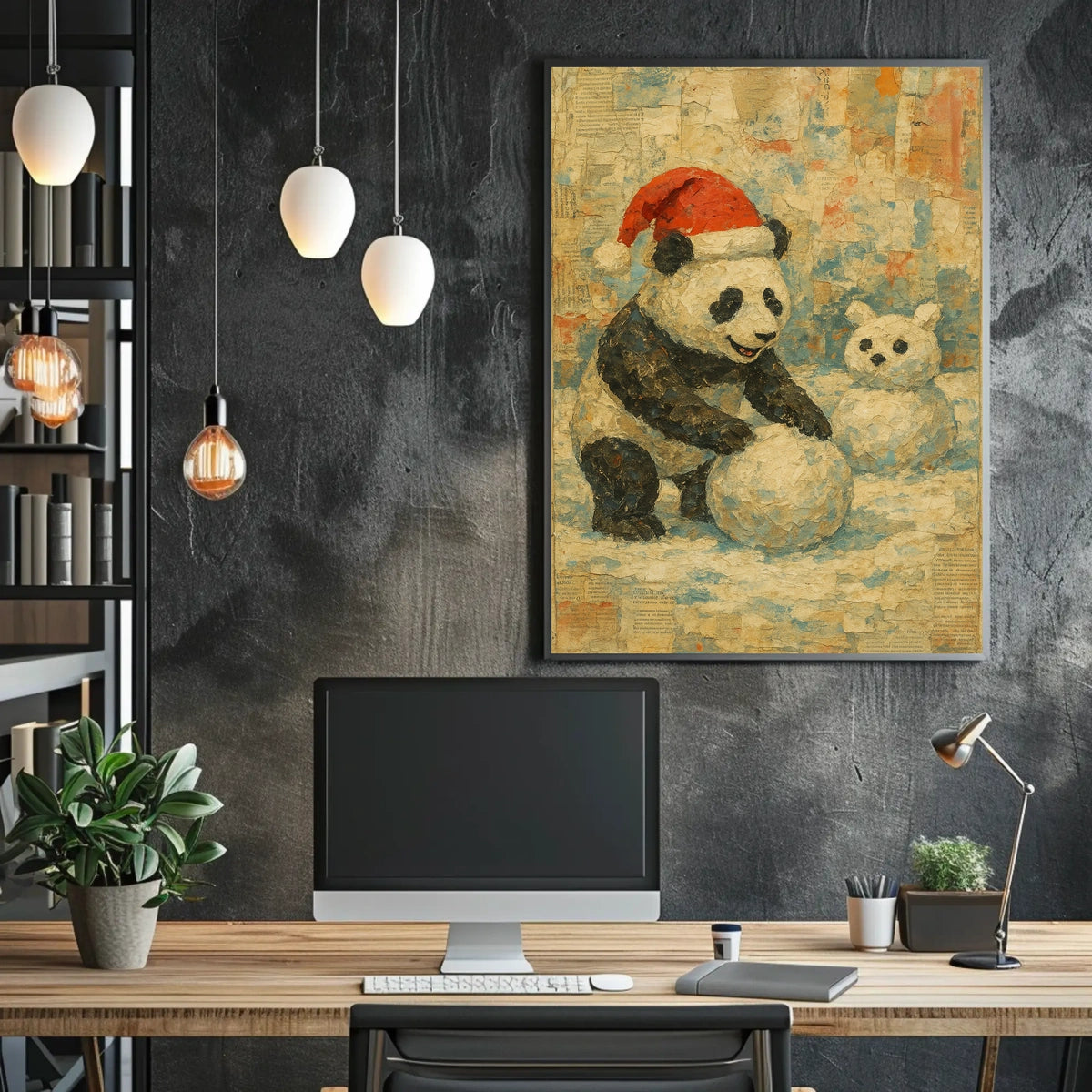 Festive Panda In Winter Wonderland Poster