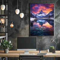Serene Snowy Mountain Landscape at Sunset - National Park Poster