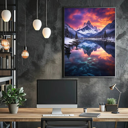 Serene Snowy Mountain Landscape at Sunset - National Park Poster