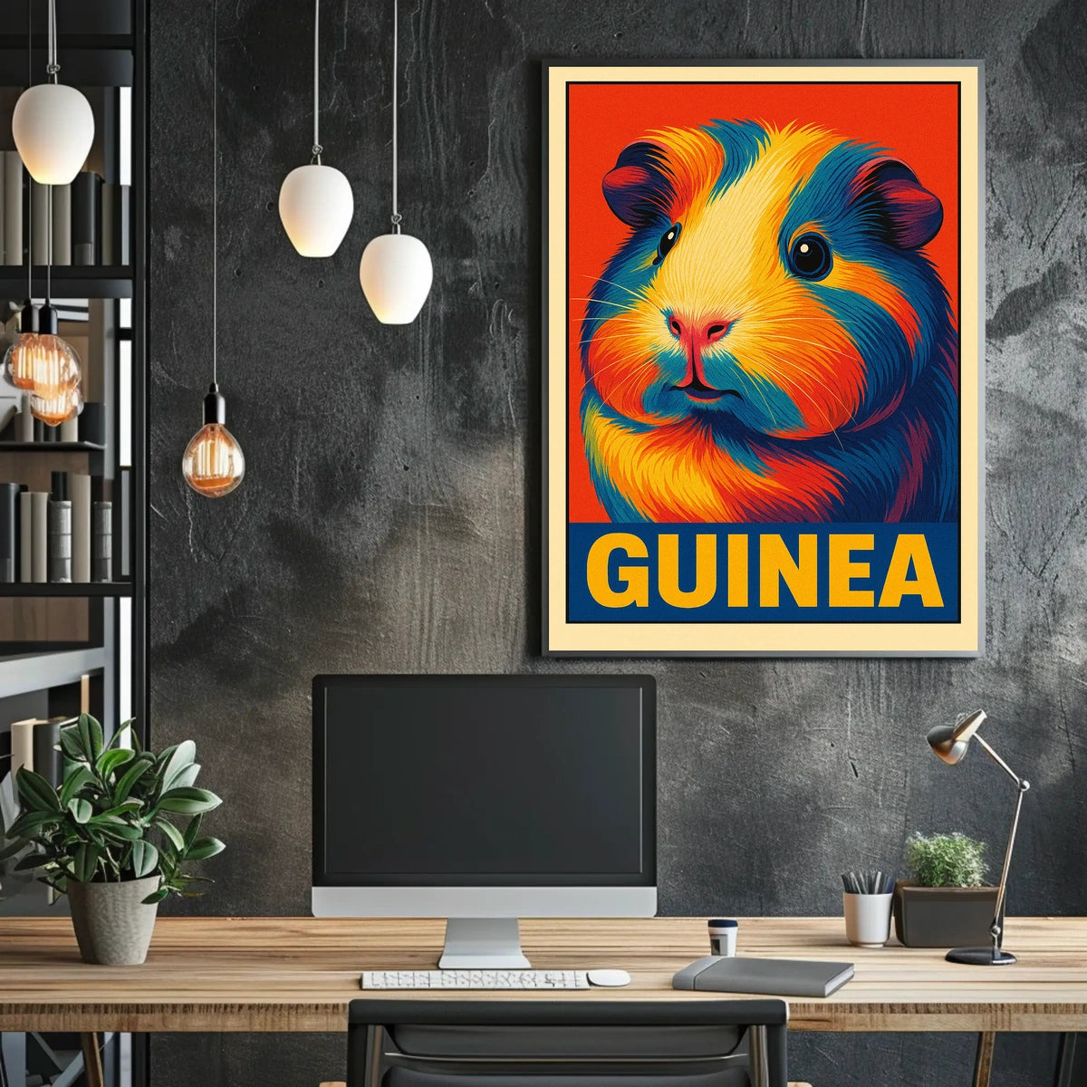 Vibrant Guinea Pig Portrait Poster