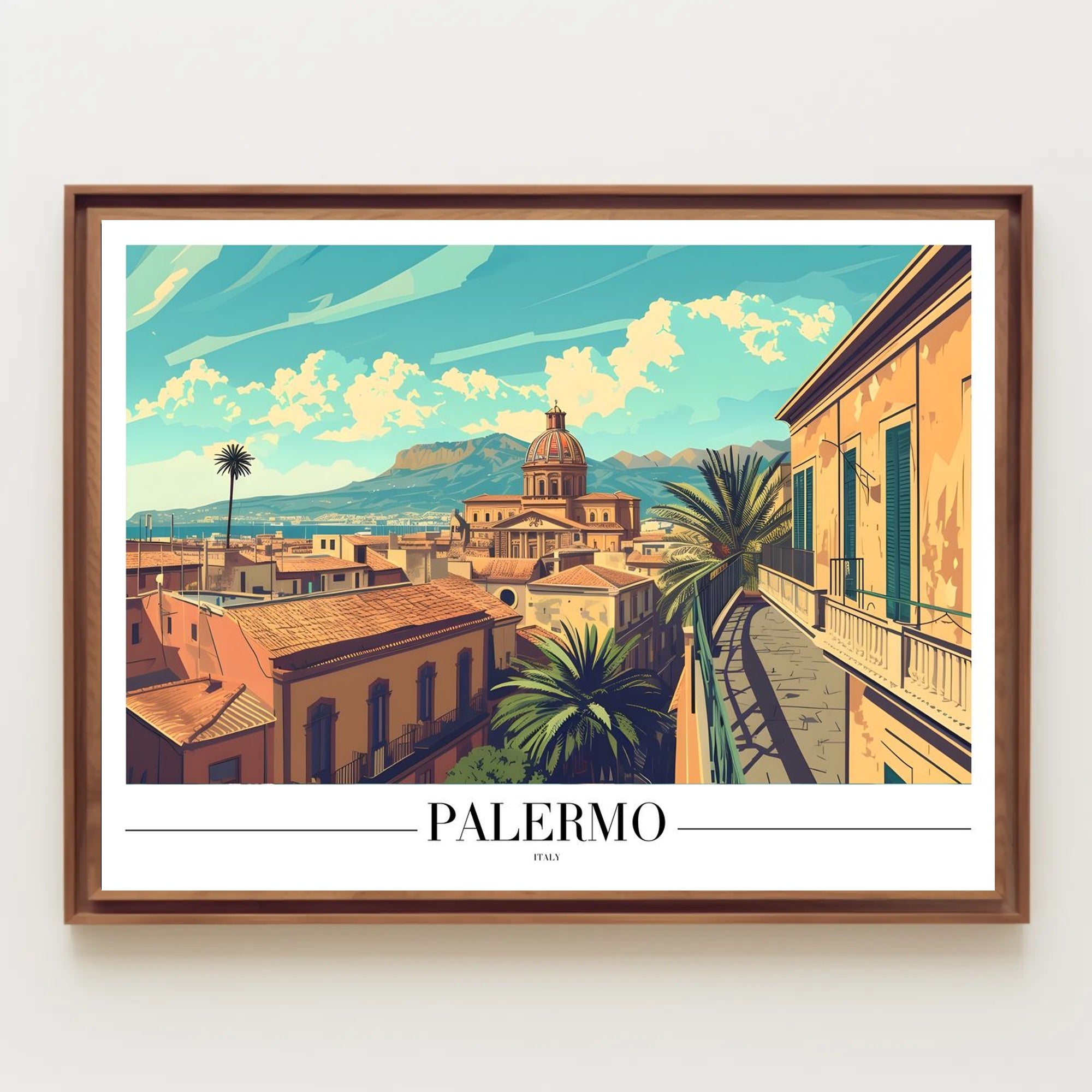 PALERMO Italian Cityscape Travel Poster