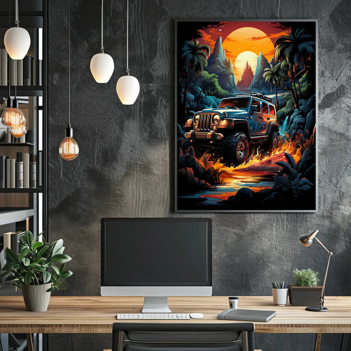 Adventurous Off-Road Tropical Landscape Art Poster