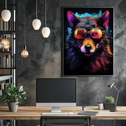 Wolf with Reflective Goggles: Futuristic Sci-Fi Poster