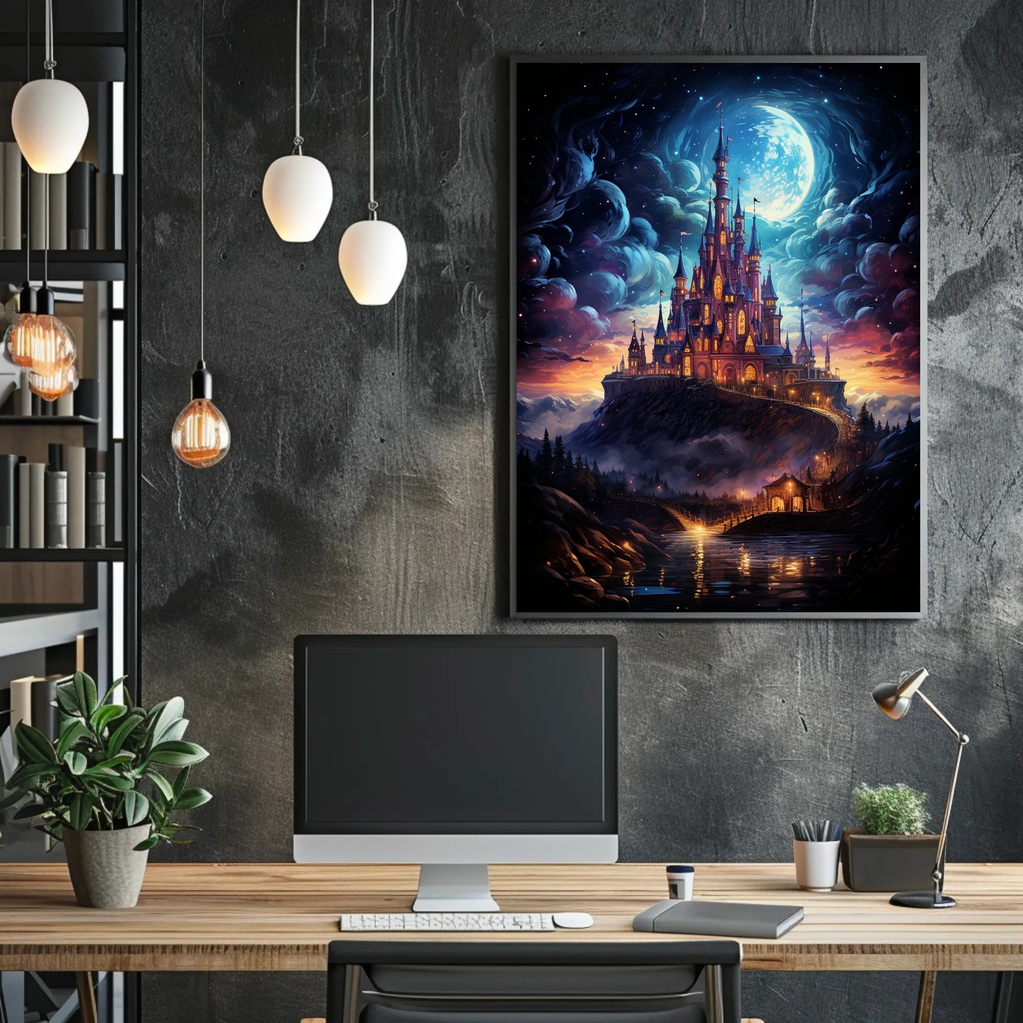 Enchanted Moonlit Castle Poster