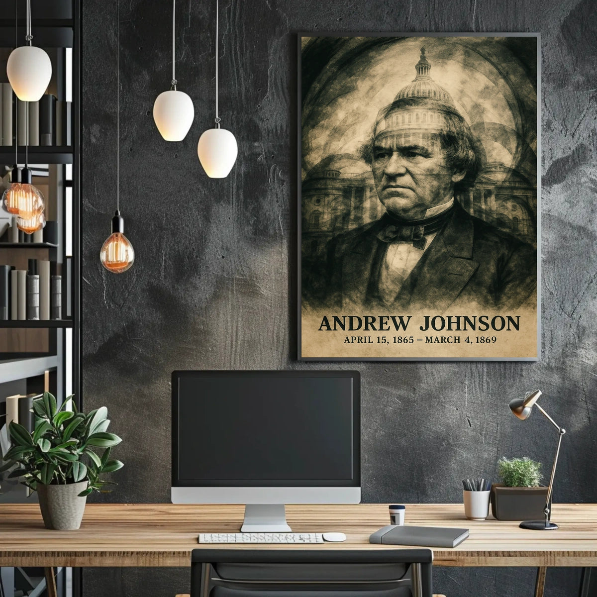 Andrew Johnson 17th President of the United States Double Exposure Poster