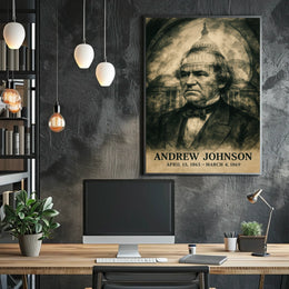 Andrew Johnson 17th President of the United States Double Exposure Poster