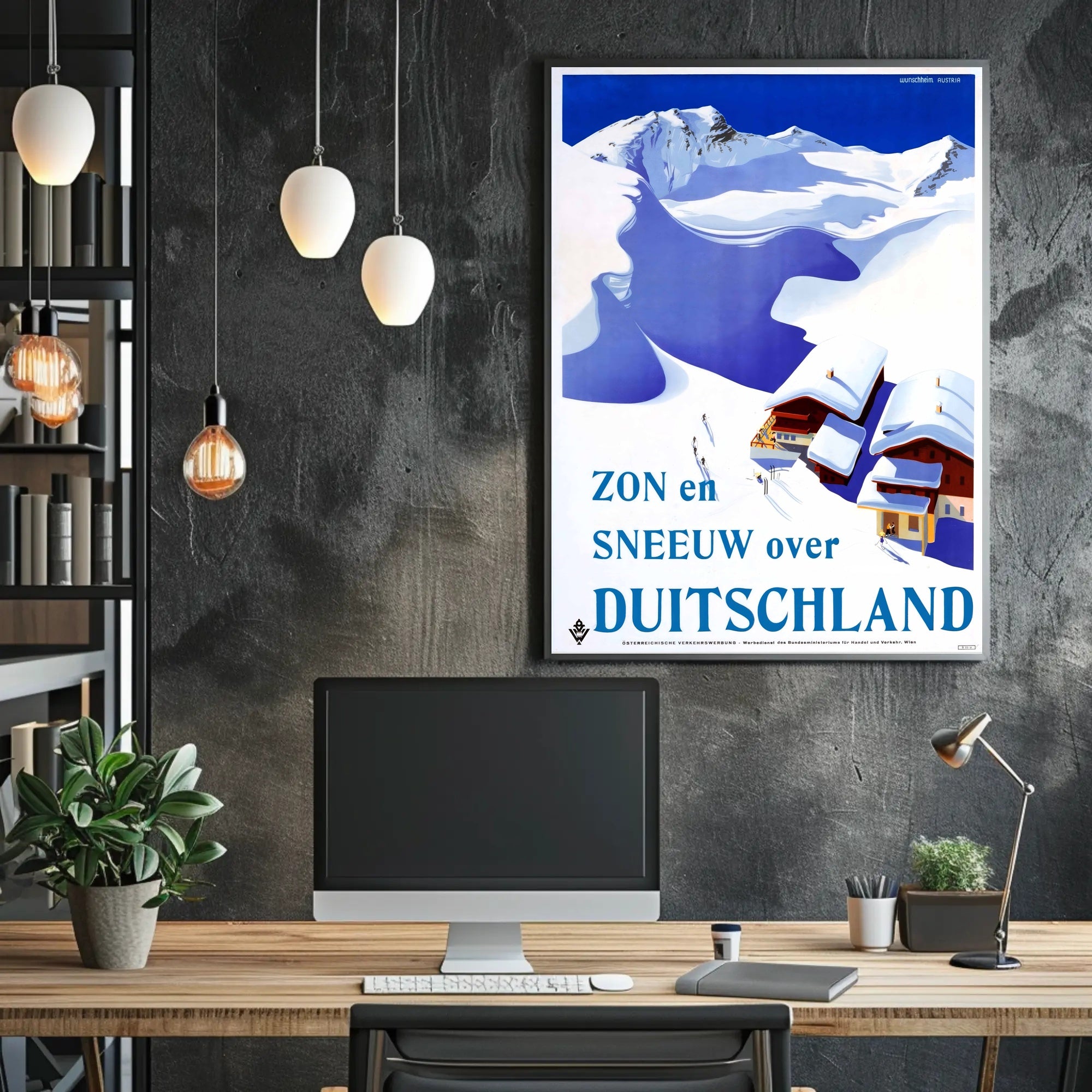 Snowy German Alps Vintage Travel Illustration Poster PosterGoat