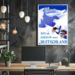 Snowy German Alps Vintage Travel Illustration Poster PosterGoat