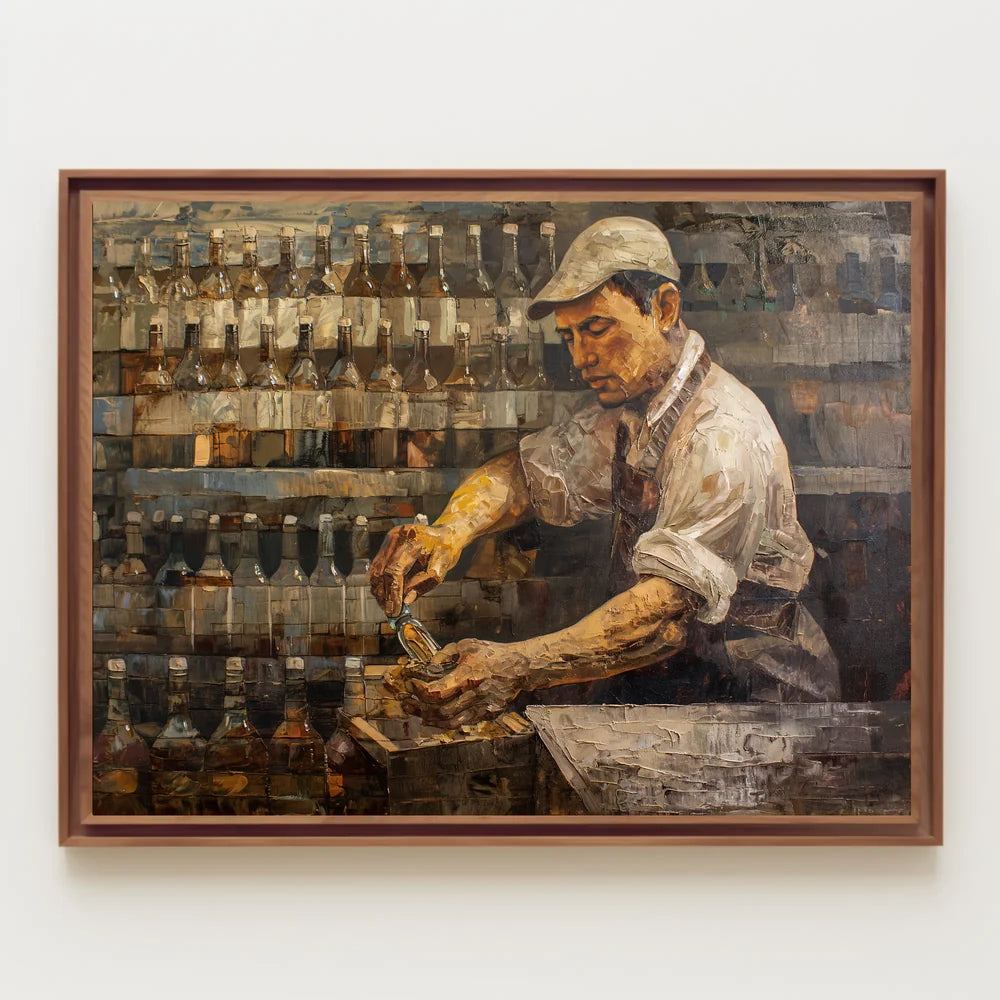 Vintage Bartender Craftsmanship Impressionistic Art Poster
