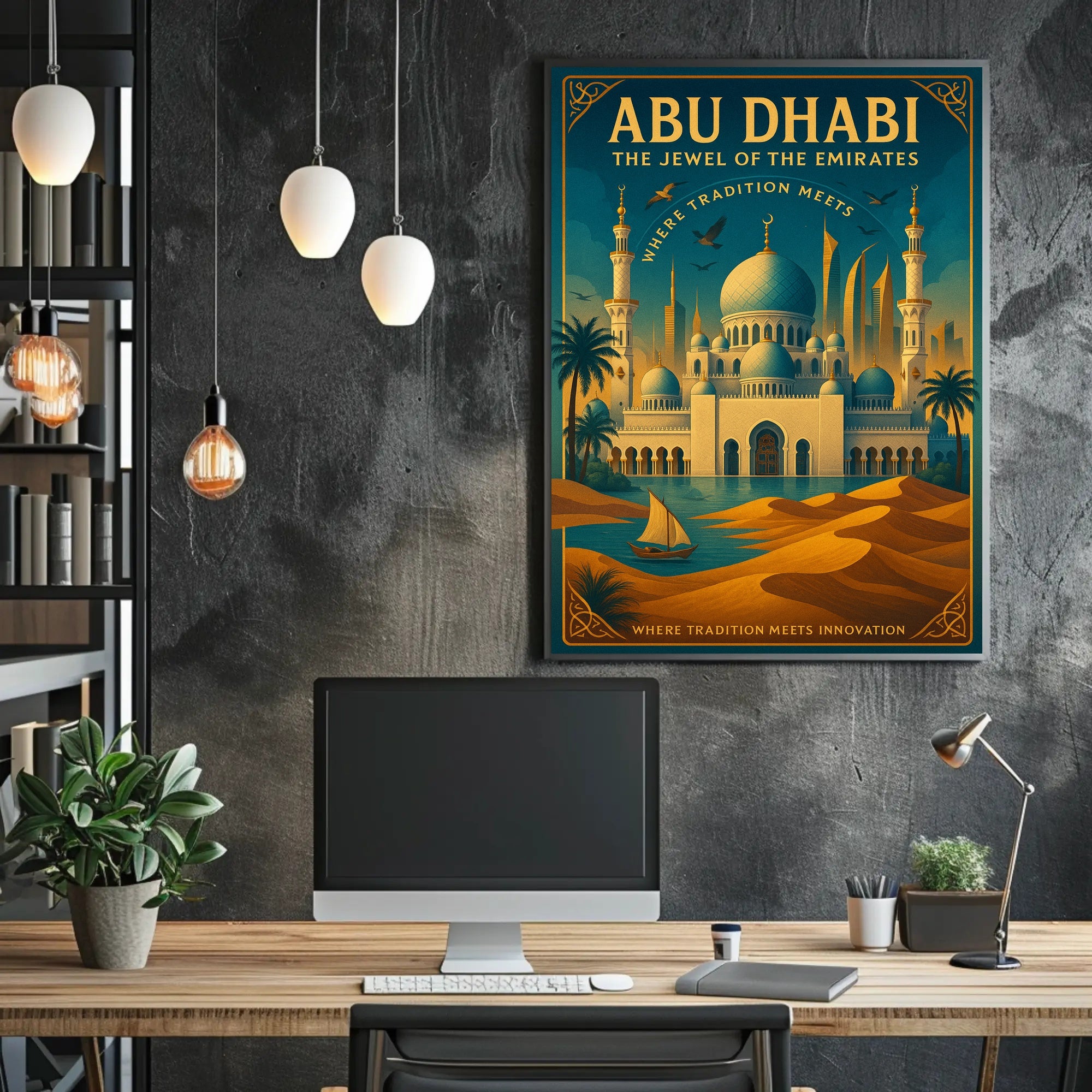 Abu Dhabi Elegance: Modern Meets Vintage Cultural or Heritage Poster