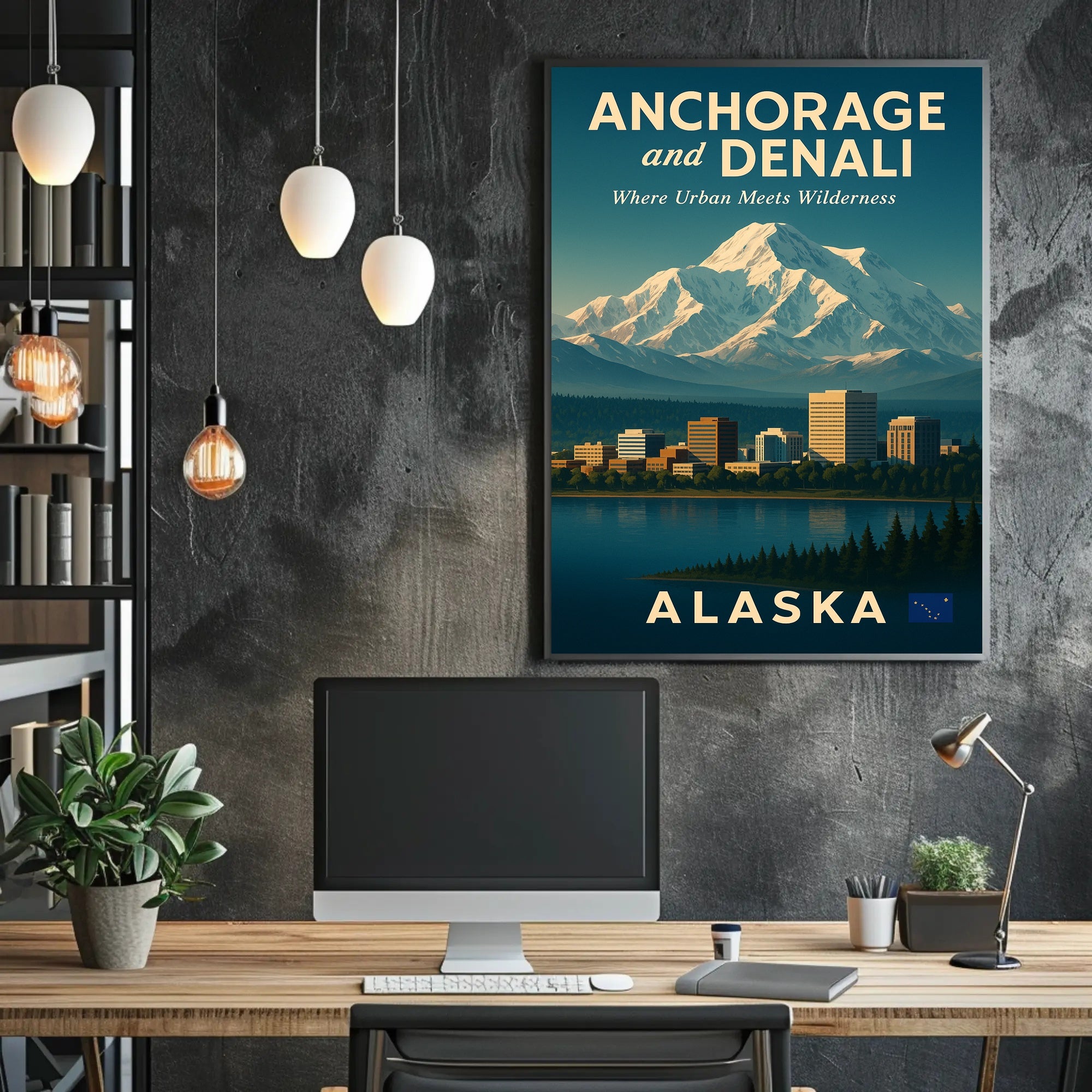 Anchorage and Denali Harmony Vintage Travel Poster PosterGoat