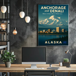 Anchorage and Denali Harmony Vintage Travel Poster PosterGoat