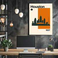 Houston Cityscape Silhouette Art Print Travel Poster