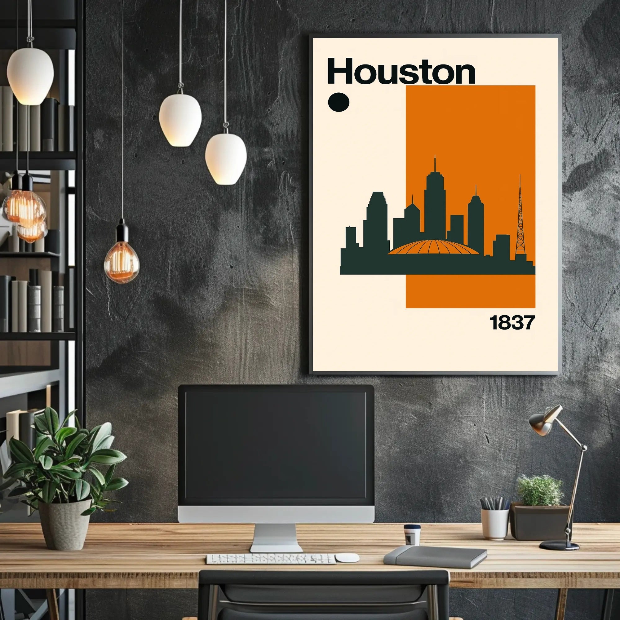 Houston Cityscape Silhouette Art Print Travel Poster