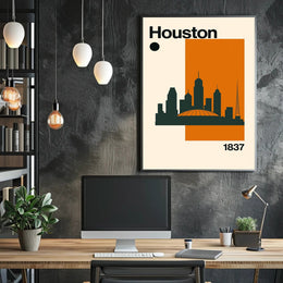 Houston Cityscape Silhouette Art Print Travel Poster