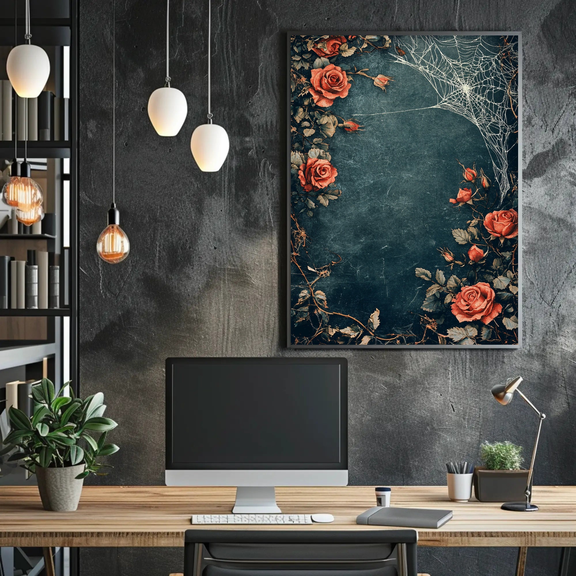 Roses And Webs Poster