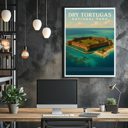 Dry Tortugas Travel Poster Vintage Coastline Print